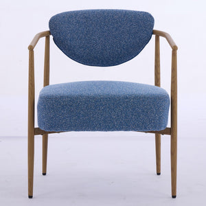 English Elm Blue Woven Fabric Dining Chair with 10cm Foam Cushion, Breathable Wear-Resistant Seat, Iron Frame W3149P375467