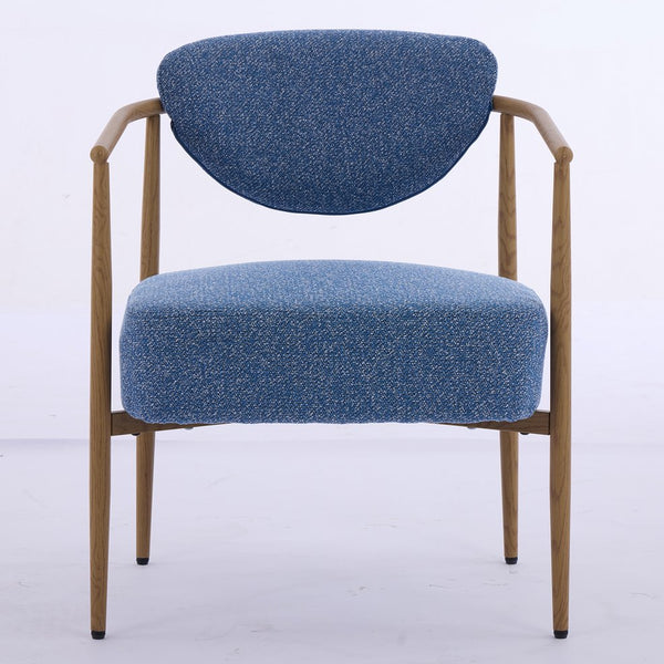 English Elm Blue Woven Fabric Dining Chair with 10cm Foam Cushion, Breathable Wear-Resistant Seat, Iron Frame W3149P375467