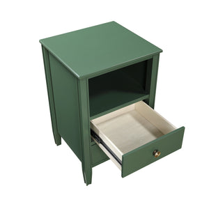 English Elm Winston 2-Drawer Storage Nightstand with Brushed Gold Knobs, Open Shelf, Fluted Legs, No Assembly Antique Green B050P376958