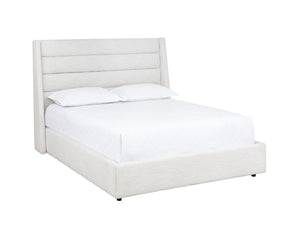 Sunpan EMMIT Bed - Queen - Merino Pearl Upholstered Frame with Modern Tufting & Durable Performance Fabric 110148V