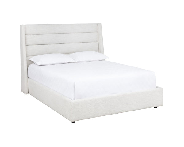 Sunpan EMMIT Bed - Queen - Merino Pearl Upholstered Frame with Modern Tufting & Durable Performance Fabric 110148V