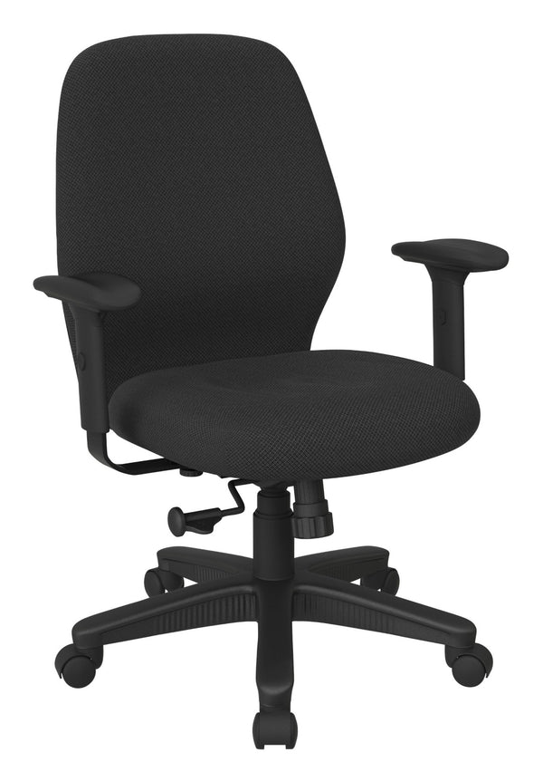OSP Home Furnishings Mid Back Ergonomic Manager Chair with Synchro Tilt Lumbar Support and Padded Arms Shale 3121-295