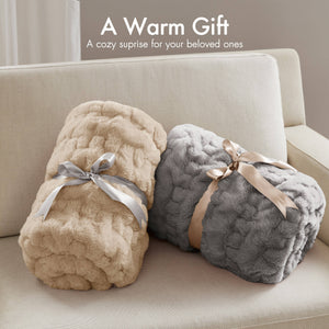 JLA Home Madison Park - Throw Luxurious Ruched Faux Fur Throw with Plush Faux Mink Reverse, Machine Washable, OEKO‑TEX Certified Grey MP50-3090