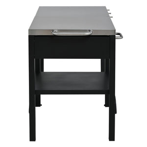 English Elm Outdoor Bbq Prep Cart Rolling Stainless Steel Grill Station with Foldable Work Surface Black N719P407403B