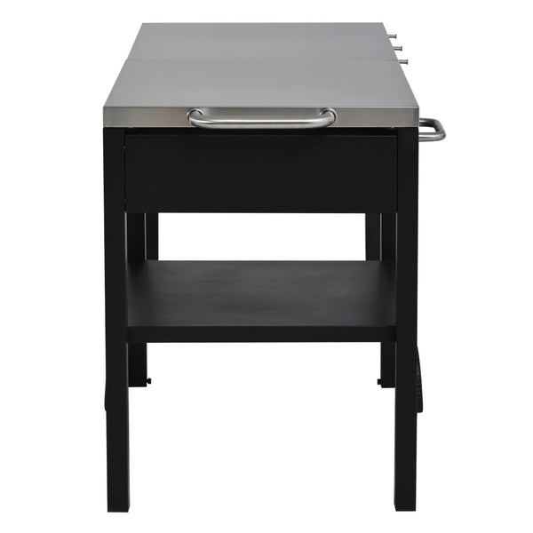English Elm Outdoor Bbq Prep Cart Rolling Stainless Steel Grill Station with Foldable Work Surface Black N719P407403B