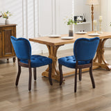 English Elm French Vintage Tufted Upholstered Fabric Dining Chair,Set Of 2,Blue,Sw1869Bl