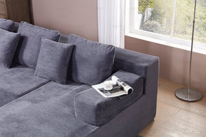 English Elm 104" Cloud Sectional Couch - Modular L-Shape Chaise Sofa in Plush Corduroy, Deep Seats, No Assembly Needed W3199S00001