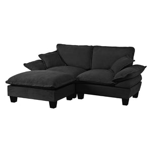 English Elm Modular Cloud Sectional Sofa Chenille Upholstered with Ottoman for Apartment Living Black W3163S00111