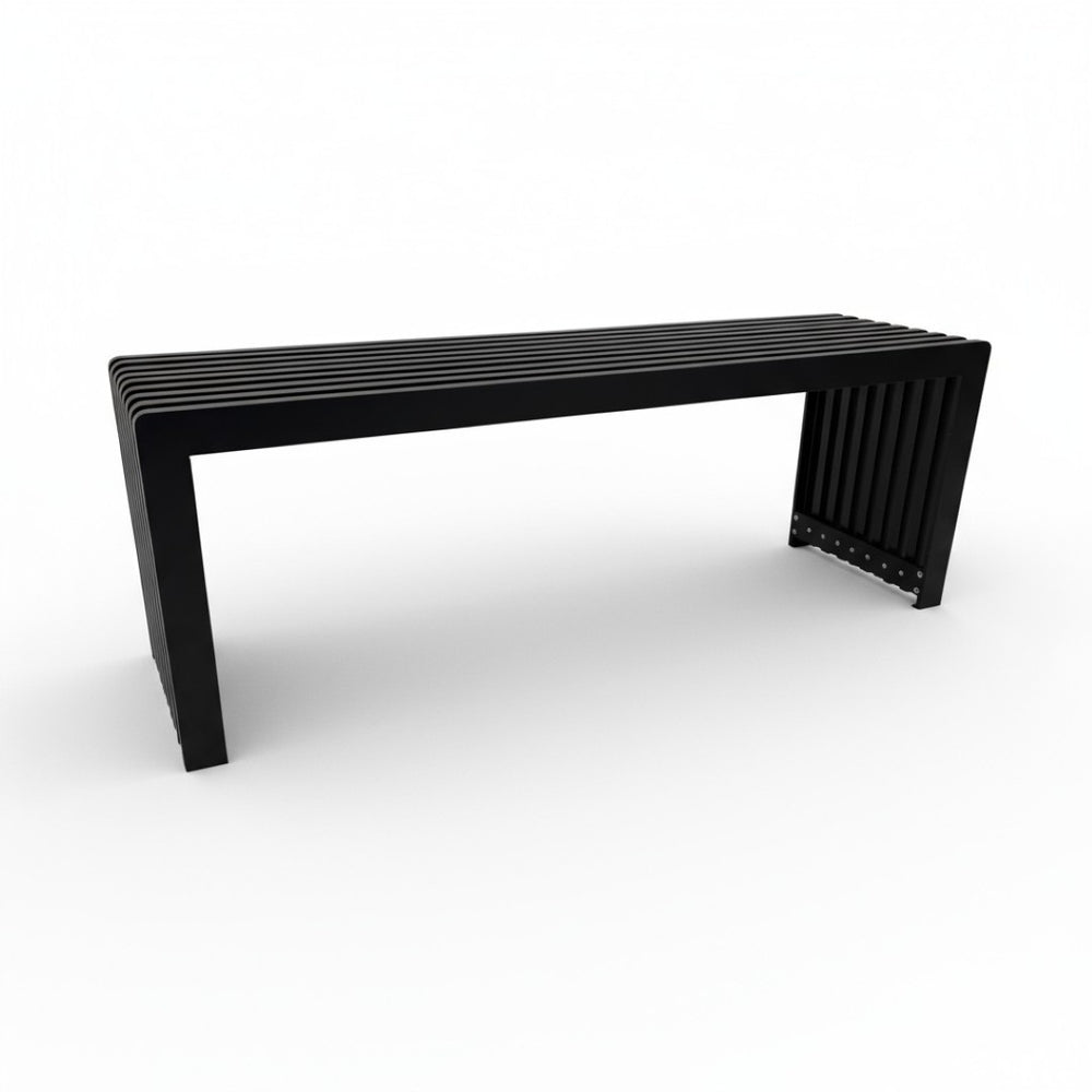 English Elm Dune Slatted Aluminum Outdoor Bench with Rounded Edges for Patio or Garden Ash Brown B2755P462213
