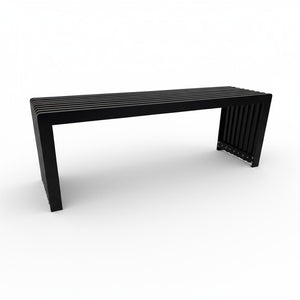 English Elm Dune Slatted Aluminum Outdoor Bench with Rounded Edges for Patio or Garden Black B2755P462212