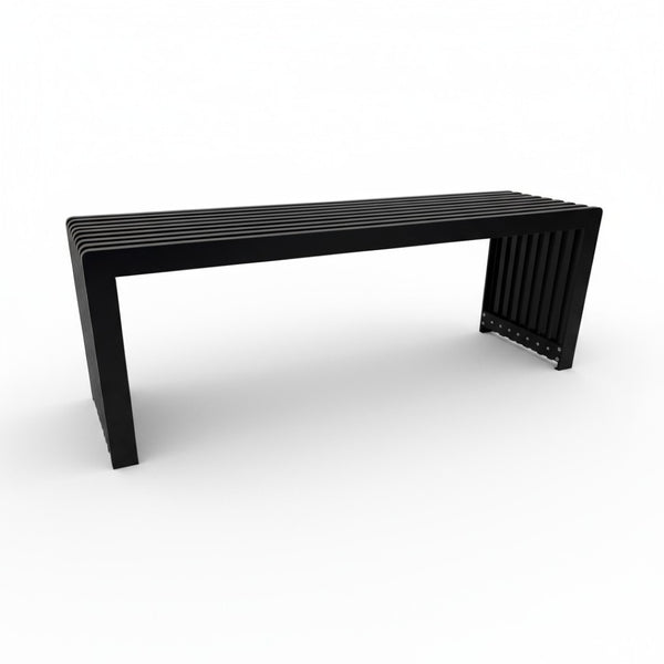 English Elm Dune Slatted Aluminum Outdoor Bench with Rounded Edges for Patio or Garden Black B2755P462212