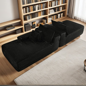 English Elm 81"cloud Dual Chaise Sectional Plush Fabric Deep Seat Sofa for Modern Living Room W3975S00026