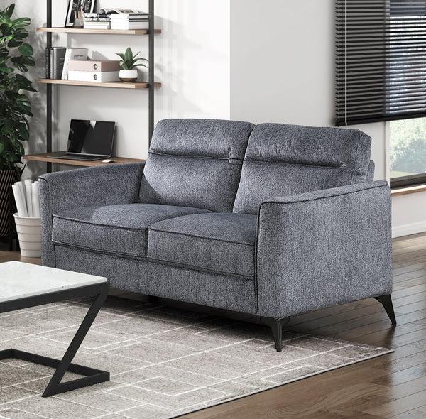 English Elm Modern Contemporary Loveseat with Tan Microfiber Upholstery, Cushioned Two-Seater Sofa with Black Metal Legs, Compact Elegant Design 56.5" x 34.5" x 35.5" Dark Gray 45.5 L x 26 W x 21.5 H B011P339281