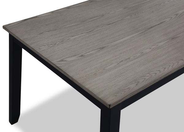 English Elm 7-Pc Dinette Set Black Finish Rectangular Table with Upholstered Light Grey Chairs, Triple Crossback Design Antique White+Gray 64 L x 40 W x 18 H B011P184936