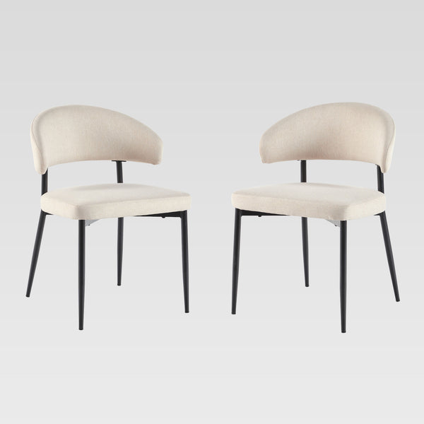 Modern Curved Back Upholstered Dining Chair - Set of 2 Ivory ALSD1EIV Walker Edison