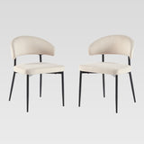 Modern Curved Back Upholstered Dining Chair - Set of 2 Ivory ALSD1EIV Walker Edison