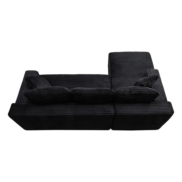 English Elm 94.5" Jumbo Corduroy Cloud Sectional Deep Seat L-shape Couch for Living Rooms W5515P479893