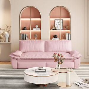 English Elm 73.2" Queen Sleeper Sofa Convertible Corduroy Loveseat for Guest Room or Living Space Pink W1885S00230