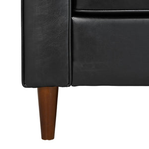 English Elm Christopher Knight Home® - Mirod Mid-Century Modern PU Leather Sofa with Tufted Back, Birch Legs, Foam & Pocket Spring Comfort Black N760P285734B