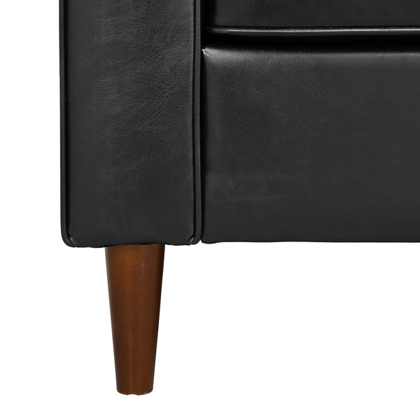 English Elm Christopher Knight Home® - Mirod Mid-Century Modern PU Leather Sofa with Tufted Back, Birch Legs, Foam & Pocket Spring Comfort Black N760P285734B