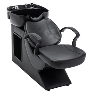 English Elm Shampoo Bowl Chair Set with Abs Basin Pu Leather Seat and Built in Side Storage W1422P453658