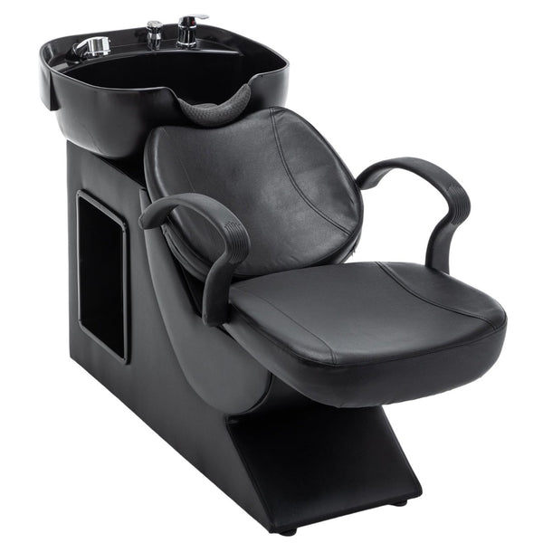 English Elm Shampoo Bowl Chair Set with Abs Basin Pu Leather Seat and Built in Side Storage W1422P453658