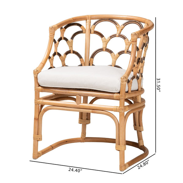 English Elm Bohemian Natural Rattan Accent Chair with Braided Arms for Eclectic Living Rooms B2750P467642