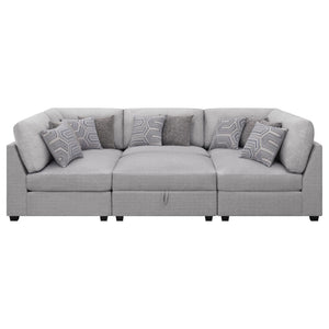 English Elm Lafayette Modular Sectional Sofa with Storage Ottoman and Down Feather Cushions B062S01445