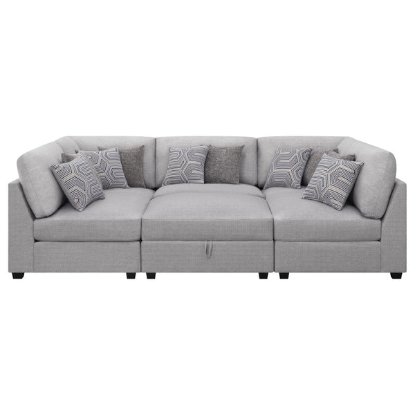 English Elm Lafayette Modular Sectional Sofa with Storage Ottoman and Down Feather Cushions B062S01445