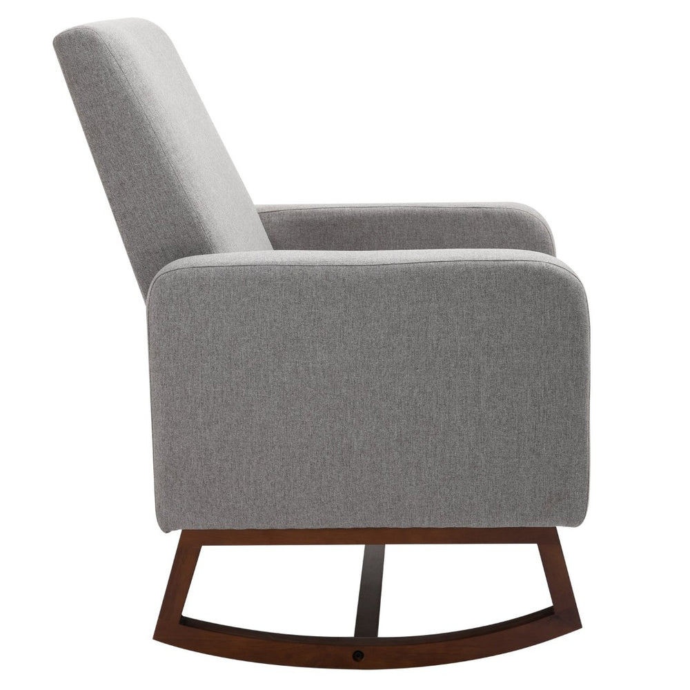 English Elm Lounge Linen Rocking Accent Chair with Solid Wood Base for Bedroom or Living Room T3971P386995