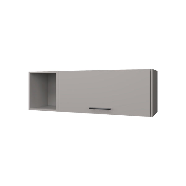 English Elm Cutter Wall Cabinet Melamine Smoke with Pneumatic Arms, Fold-Down Door & Open Display Storage B128P237137