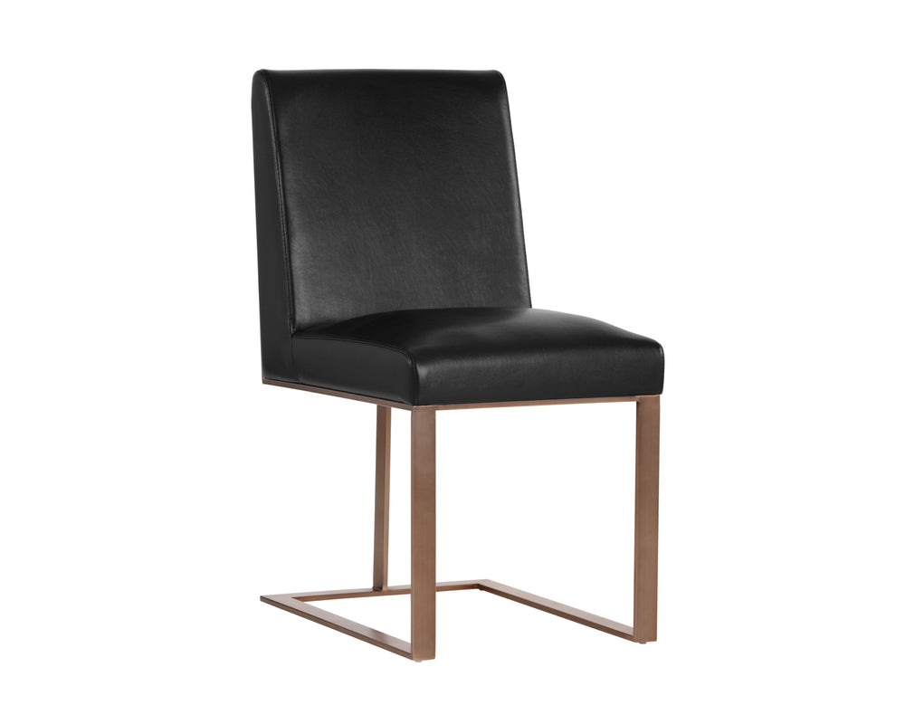 Sunpan Dean Dining Chair - Elegant Design with Brushed Metal Frame, Perfect for Dining, Bars, and More Antique Brass / Cantina Black