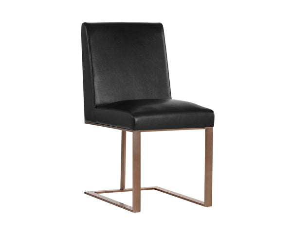 Sunpan Dean Dining Chair - Elegant Design with Brushed Metal Frame, Perfect for Dining, Bars, and More Antique Brass / Cantina Black