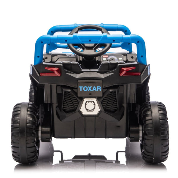 English Elm 12v Kids Electric Utv Ride on Toy with Parental Remote Swing Function and Shock Absorbers Blue W1578P368161