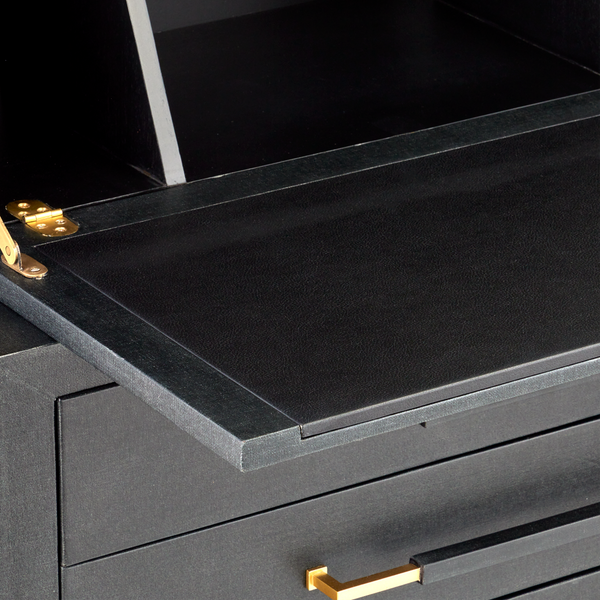 Verona Black Secretary Desk - Stylish Lacquered Design with USB Ports, Adjustable Shelves & Safety Features