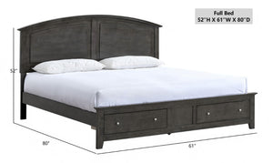 English Elm Hammond Farmhouse Panel Full Bed with Two Under Frame Storage Drawers Slatted Base Gray B078S00675