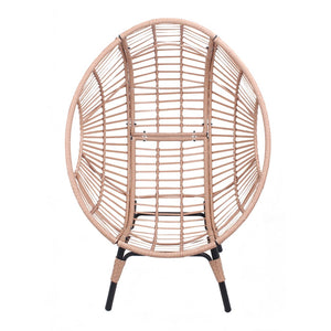 English Elm Elegant Woven Pe Rattan Hanging Egg Chair Galvanized Steel Frame Outdoor Patio Lounge Natural W3979P392989