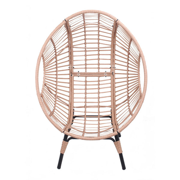 English Elm Elegant Woven Pe Rattan Hanging Egg Chair Galvanized Steel Frame Outdoor Patio Lounge Natural W3979P392989