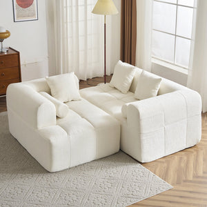 English Elm 101.2" Modern Sectional Sofa Full-Compressed Modular Couch with Deep Seating, Tufted Chenille Fabric, Pillows Included Beige N719S001890A