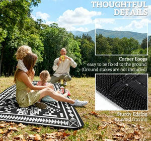 English Elm Outdoor Reversible Polypropylene Rug with Carry Bag for Patio Camping and Rv Use T3971P421004