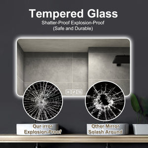 English Elm 28*60in Frameless Led Backlit Bathroom Mirror Dimmable Vanity with Defogging Touch Control W2071P248500