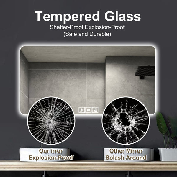 English Elm 28*60in Frameless Led Backlit Bathroom Mirror Dimmable Vanity with Defogging Touch Control W2071P248500