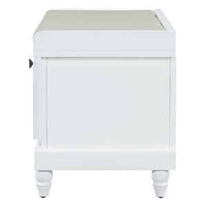 English Elm TREXM Farmhouse Entryway Bench with Cushioned Seat, Hidden Storage & Three Drawers for Organization White N715P293344K