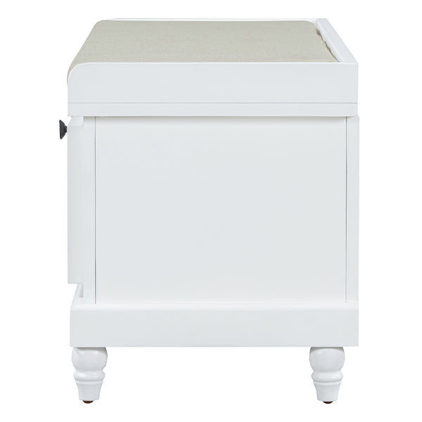 English Elm TREXM Farmhouse Entryway Bench with Cushioned Seat, Hidden Storage & Three Drawers for Organization White N715P293344K