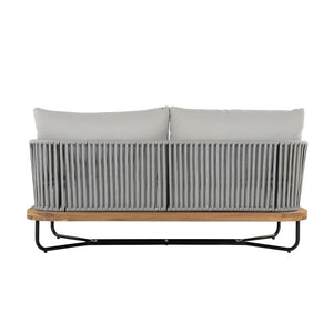 English Elm Christopher Knight Home® - Lucca Hand-Woven Acacia Outdoor Loveseat and Coffee Table Set with Water-Repellent Cushions, Durable Metal Frame Grey,Teak N773P248910G