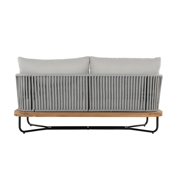 English Elm Christopher Knight Home® - Lucca Hand-Woven Acacia Outdoor Loveseat and Coffee Table Set with Water-Repellent Cushions, Durable Metal Frame Grey,Teak N773P248910G