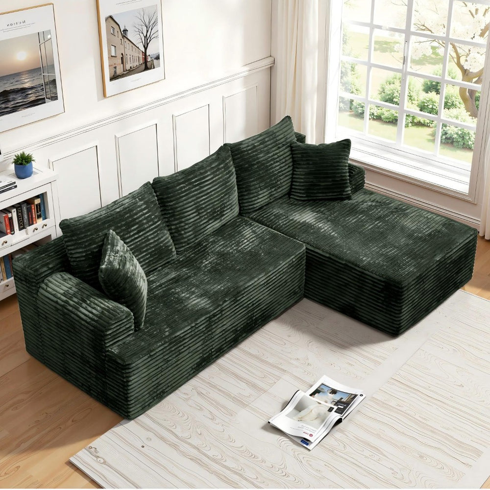 English Elm Modern Chenille Sectional Sofa with Chaise Low Profile Modular Living Room Set W3653P443561