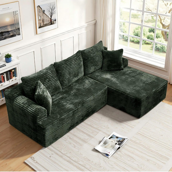 English Elm Modern Chenille Sectional Sofa with Chaise Low Profile Modular Living Room Set W3653P443561