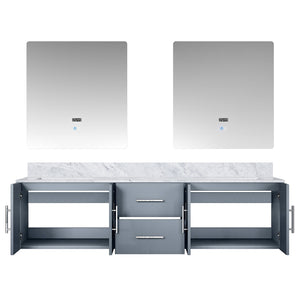 English Elm Dark Grey Double Bath Vanity 72" W With Carrara Marble Top & 30" Led Mirrors For Modern Elegance B2731S00830
