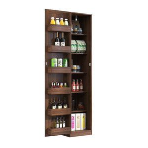 English Elm Kitchen Pantry Cabinet Walnut Tall Freestanding Storage with Shelves and Doors W331P426747